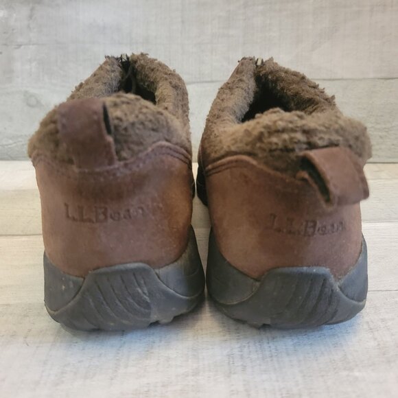 L.L.Bean Womens 6.5M Brown Suede Fur-Lined Slip-On Shoes With Rubber Outsoles - Picture 4 of 5